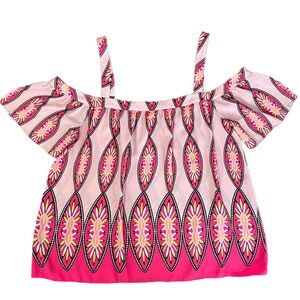 KAARI BLUE Cold Shoulder Pink Crop Blouse Relaxed Fit